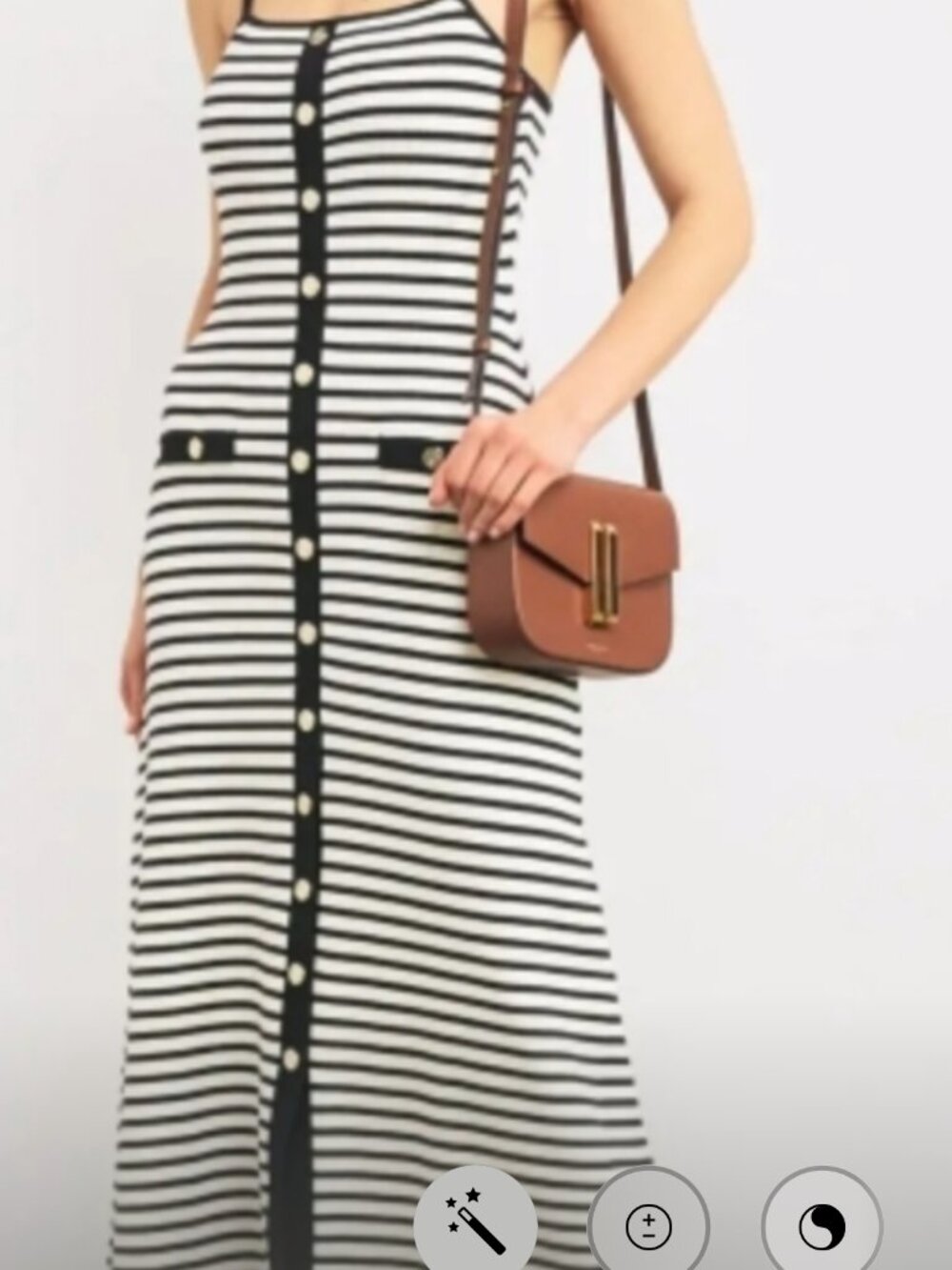 New Caroline Constas Navy/White Striped Rib Knit MIDI dress. New
